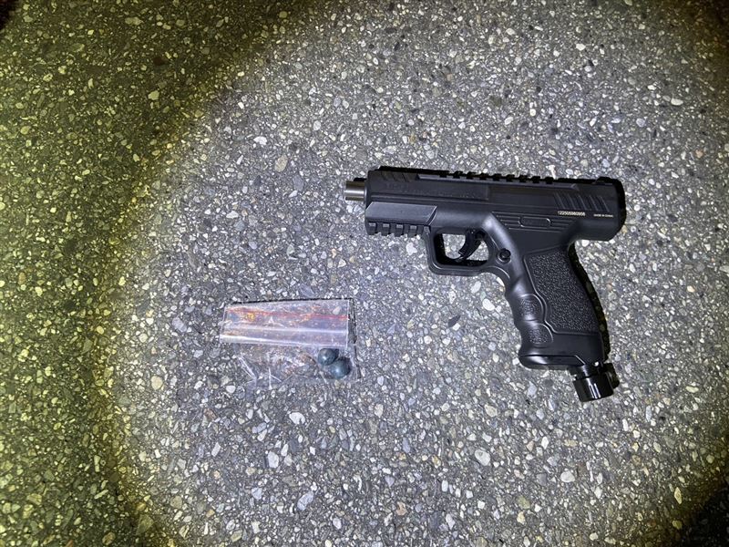 警方曾查獲洪男持有的空氣槍。（圖／翻攝畫面）