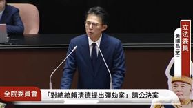 立法院全院委員會處理彈劾總統賴清德案，黃國昌說明提案意旨。（圖／翻攝畫面）