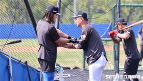 經典賽台灣隊集訓，總教練曾豪駒指導張育成打擊。（圖／記者劉彥池攝影）