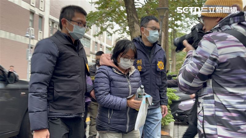 涉嫌與「滿堂紅」合作替詐團洗錢的旺紅公司會計牟得真。（圖／記者楊佩琪攝）