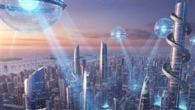 2050年核融合城市概念圖。（圖／AI生成）