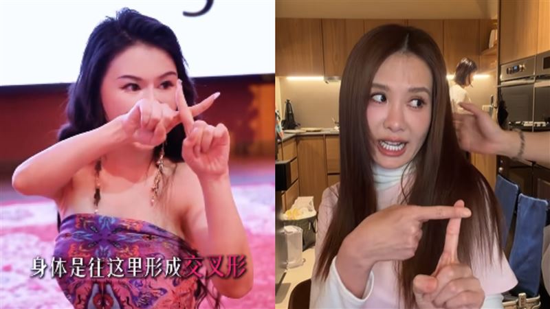 安心亞(右)昨日在社群發出模仿周媛(左)的影片。(圖/翻攝自微博、安心亞IG)