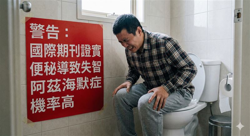 恐怖！國際期刊證實便秘會失智，中醫師營養師雙證照朱益智中醫師曝光4大解方與吃原型食物救自己的大腦。（圖／AI生成示意圖）