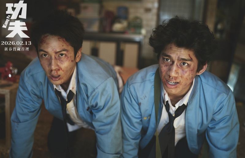 朱軒洋拍九把刀的電影《功夫》時就已胖了一圈。（翻攝九把刀臉書）