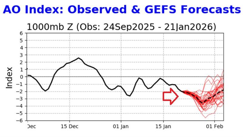 通常北極振盪指數在-2到2之間，會視為不顯著。（圖／翻攝自鄭明典臉書）