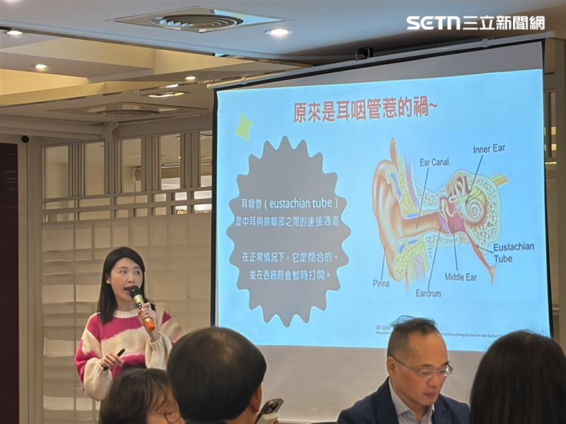 她說,耳咽管是中耳與鼻咽部之間的連接通道,用以平衡耳內壓力,正常情況下應該閉合。(圖/記者簡浩正攝影)