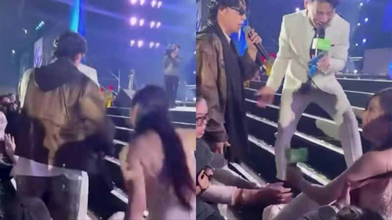 蔡尚樺主持尾牙摔倒。(圖/翻攝自IG)