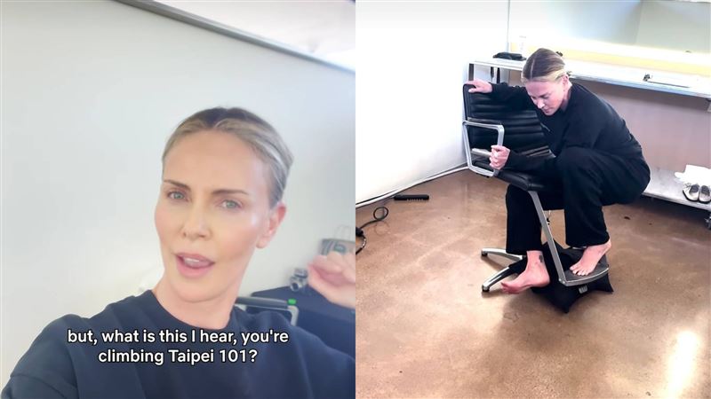 莎莉賽隆率先進行「椅子攀岩」挑戰。（圖／翻攝自IG）