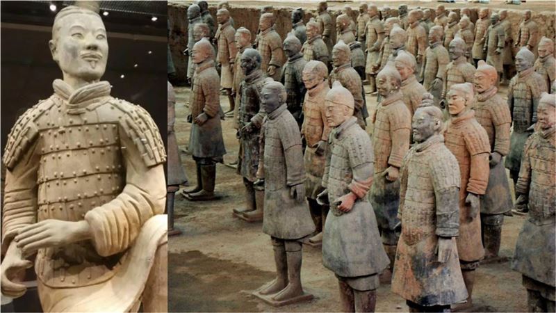 在眾多兵馬俑中，有一具兵俑比較特殊，他的臉上被塗上了綠色，這是目前發現的獨一無二的「綠臉跪射俑」。（圖／翻攝自維基百科）