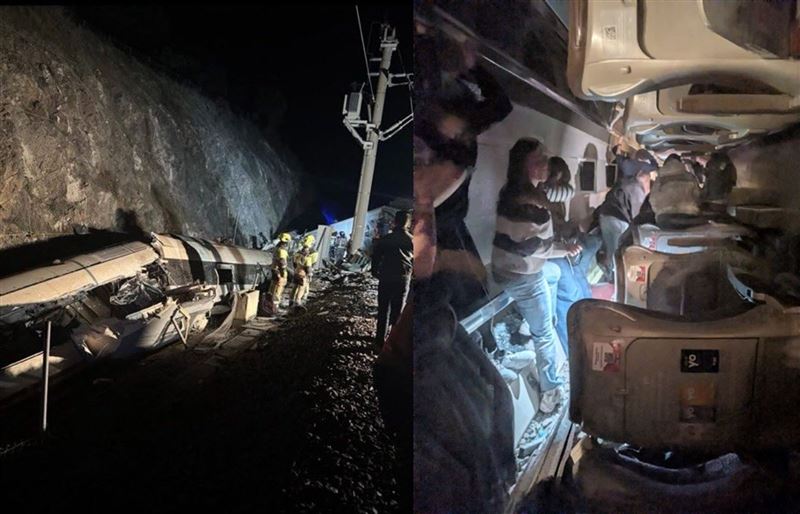 西班牙發生震驚全球的高鐵脫軌相撞慘案，造成45人不幸罹難。（翻攝自@ada_lluch、@Breaking_4_News X）