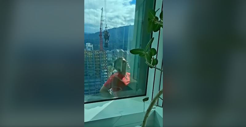 霍諾德成功登頂101　德國在台協會曝光他經過33樓時的視角。（圖／翻攝自German Institute Taipei 德國在台協會）