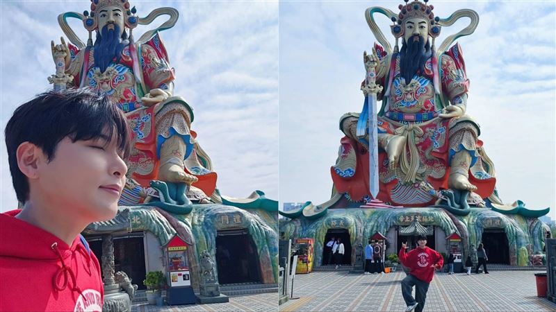 SJ厲旭合照玄天上帝。(圖/翻攝自厲旭IG)