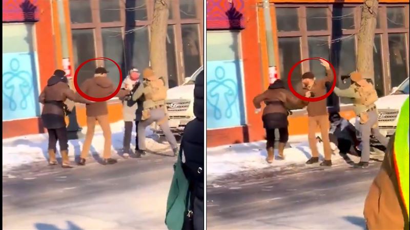 根據目擊者與當時拍下的影片可看到，普雷蒂當時一邊錄影，一邊關心身邊摔倒在地的觀察員（女），想不到被ICE官員盯上，壓倒在地後當場擊斃。（圖／翻攝自X平台台 @PamphletsY）