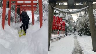 神社埋雪中！日本金澤積雪超過往年九倍