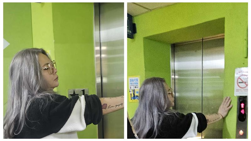 小甜甜等電梯。（圖／讀者提供）