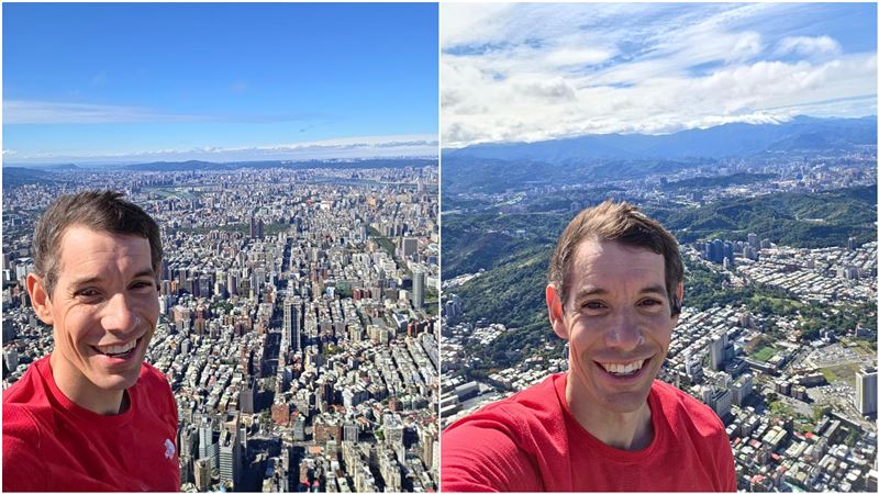 艾力克斯．霍諾德（Alex Honnold）在101頂端的新自拍。（圖／取自臉書）