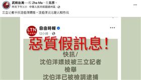 「武统台湾」、「 Zha Ma」以及「磊哥聊政经」在Facebook與YouTube製作假訊息，並寫下「三立记者举报沈伯洋嫖妓，沈伯洋说这是认知作战」。（圖／翻攝自臉書、YT）