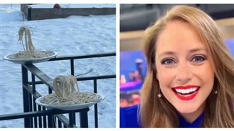 美女測零下極限　義大利麵懸空照萬人搶看