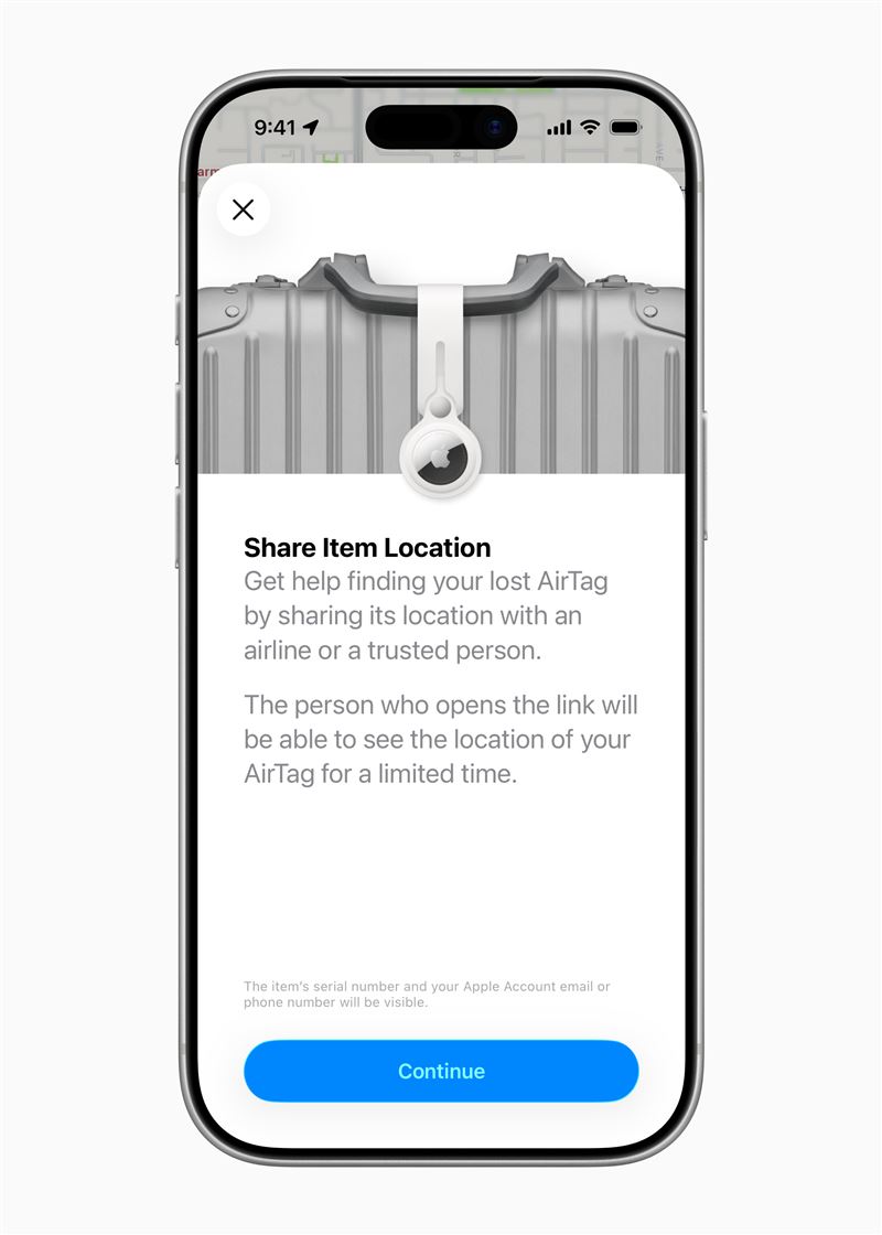 「尋找」讓使用者能輕鬆定位AirTag、Apple裝置及相容的第三方裝置，同時也能掌握親友動向，並全程保護使用者隱私。（圖／蘋果提供）