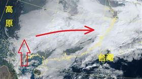 華南雲系有東移的跡象。（圖／翻攝自鄭明典臉書）