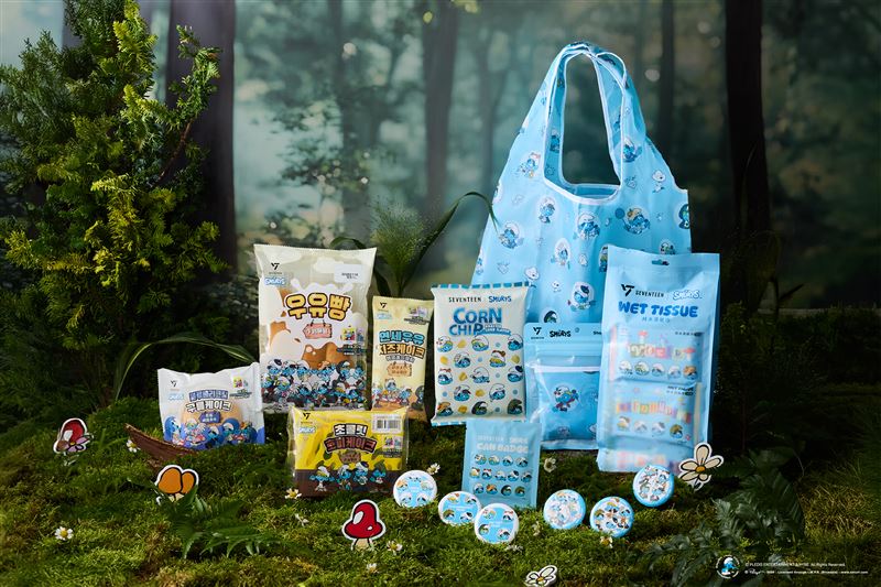 SEVENTEEN變身經典卡通人物藍色小精靈，八款甜點、麵包、零食商品一次收藏，全台7-ELEVEN獨家登場。（圖／品牌業者提供）