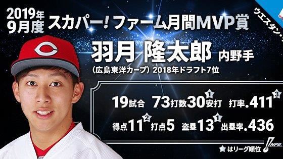 廣島鯉魚內野手羽月隆太郎。（圖／翻攝自X平台 @npb）