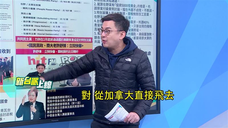 卓冠廷指出，南韓宣稱沒收到美方通知，卻緊急派員赴美協商關稅。 (圖/新台派上線）