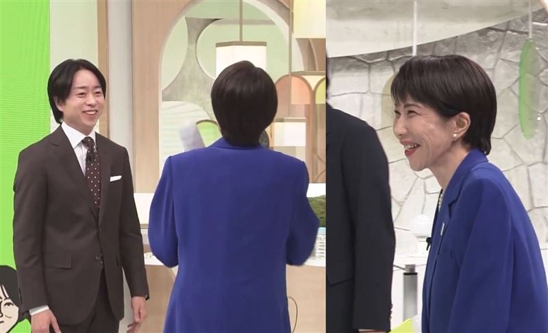 日本首相高市早苗與節目主播、日本國民偶像櫻井翔的一段互動，意外成為網路熱議焦點（翻攝自日本電視台YT）