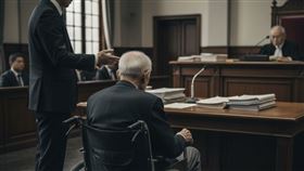 92歲老翁坐著輪椅出庭受審。（示意圖，由AI生成）