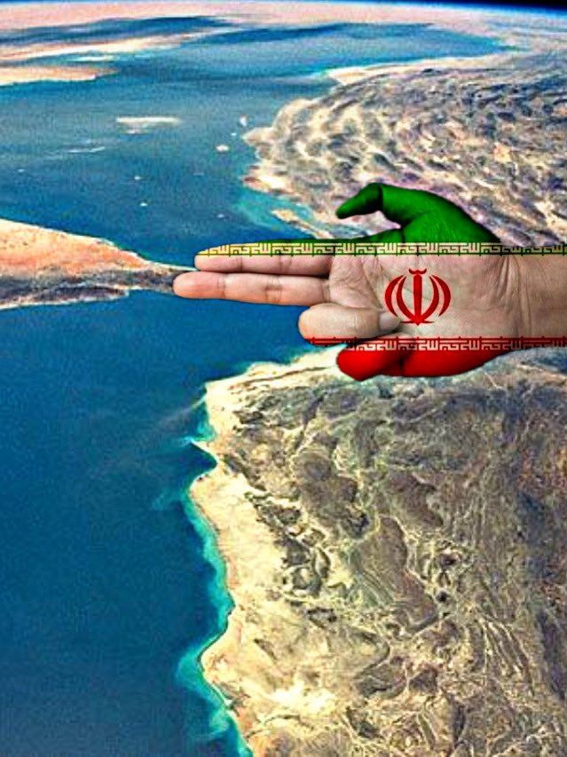 X平台網友所做成的合成影像，示意伊朗能夠封鎖家門口的荷姆茲海峽。（圖／翻攝自X平台 @Rana_3255）