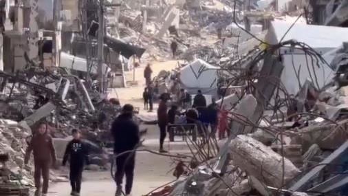 加薩當地仍滿目瘡痍。（圖／翻攝畫面）