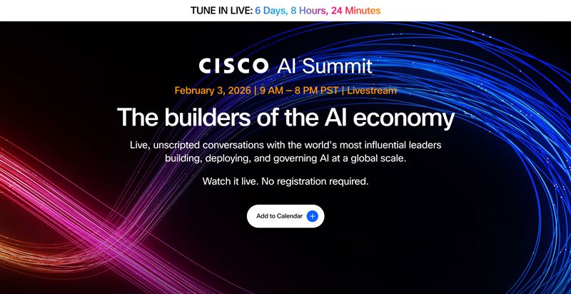輝達執行長黃仁勳來台後動向備受關注，下一站確定將出席由思科主辦的「AI峰會（Cisco AI Summit）」。這場將於2026年2月3日（太平洋標準時間）舉行的線上盛會，匯聚了OpenAI執行長阿特曼、Google、微軟等科技巨頭高層，以及AI教母李飛飛等頂尖領袖，共同探討全球AI經濟的構建、治理與未來議程。峰會將由思科執行長Chuck Robbins親自主持，無需註冊（圖／翻攝自思科網站）