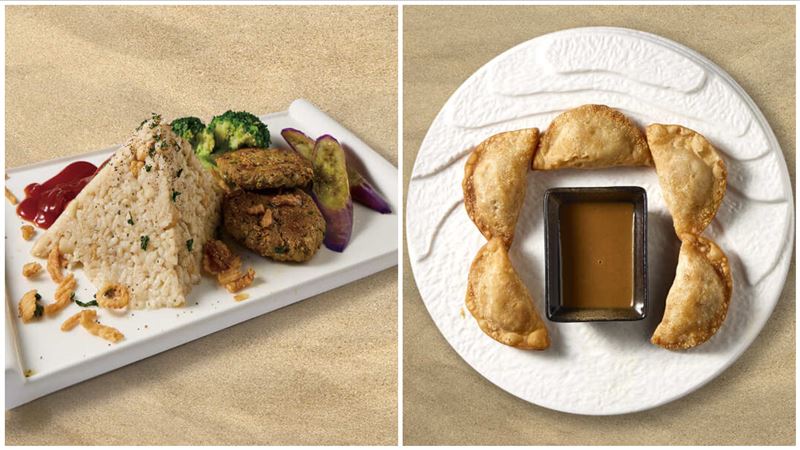 駐館餐廳也因應展覽，推出金字塔飯、法老王西式餃。（圖／翻攝Isabati義薩芭蒂）