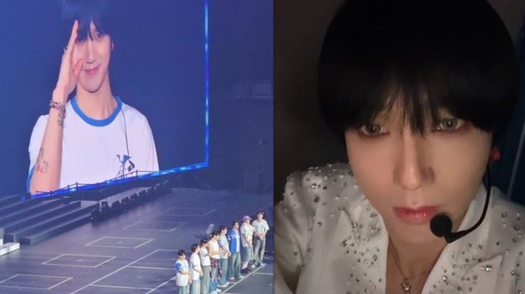 SUPER JUNIOR出道20週年巡演來到高雄巨蛋，粉絲期待已久的見面時刻，不僅演唱會精彩落幕，更因團員藝聲的一句台語告白，掀起網路粉絲熱淚狂潮，瞬間成為社群焦點。（圖／翻攝自藝聲IG）