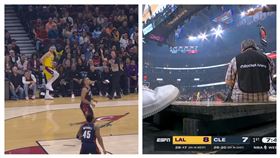 東契奇（Luka Doncic）投完三分球後「踩空」。（圖／翻攝自House of Highlights YouTube頻道）