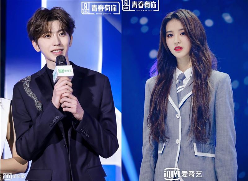 蔡徐坤（左）於2020年擔任中國選秀節目《青春有你2》製作人，金子涵（右）是參賽學員。（圖／翻攝自青春有你微博）