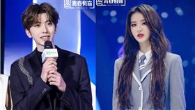 蔡徐坤（左）於2020年擔任中國選秀節目《青春有你2》製作人，金子涵（右）是參賽學員。（圖／翻攝自青春有你微博）