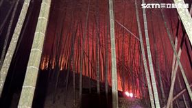 九芎神木後「火線長達400米」畫面曝光！消防「上下包夾」夜戰山林大火。（圖／翻攝畫面）