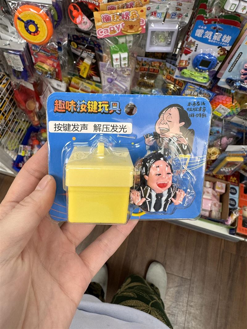 玩具被做成王世堅委員造型,按鍵還會發聲。(圖/翻攝自吳欣岱@台灣基進臉書)