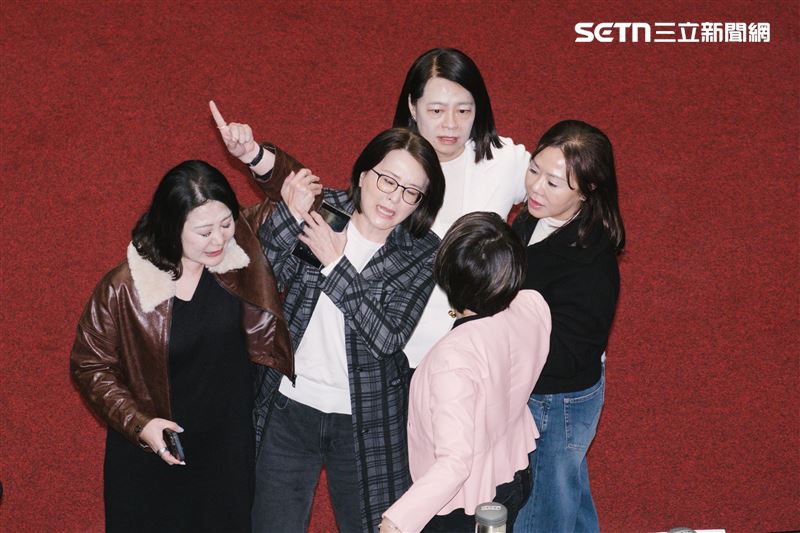 藍白聯手修法解套救國團，藍委游顥台上發言引起台下綠委不滿，雙方爆發推擠。（圖／記者楊士誼攝影）