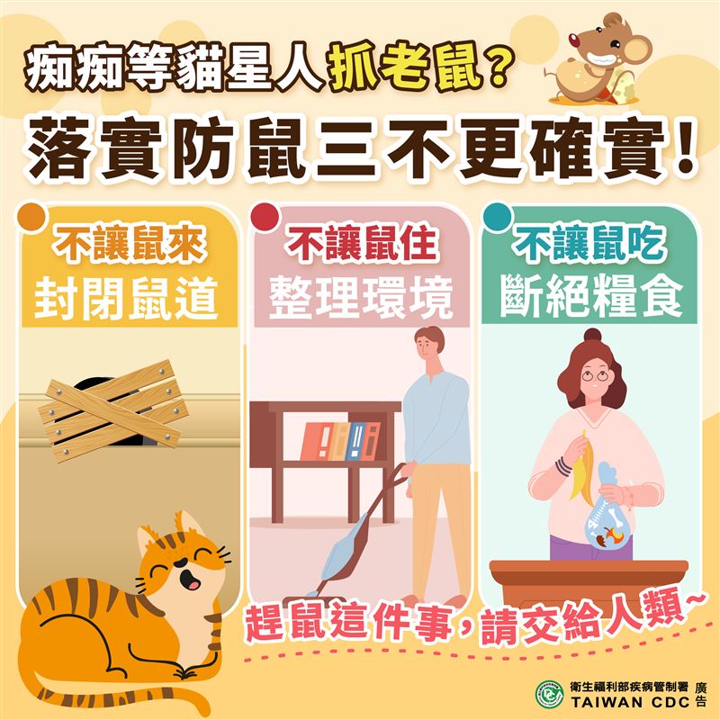 衛生局提醒防鼠三不。（圖／北市衛生局提供）
