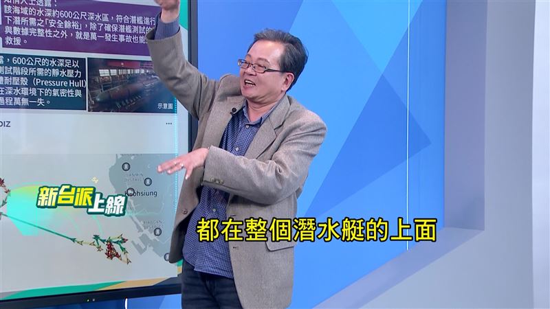 黃創夏指出，若海鯤號未來能在 600 公尺深度的水域運作，將對中共潛艦形成威脅。（圖／新台派上線）