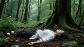 陳屍山林,森林,死者遺體,女死者,屍體,命案,殺人案。（示意圖／AI生成圖）