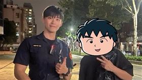 男被腳踏車咬褲腳，暖警蹲下幫解開。（圖／翻攝自高雄市政府警察局臉書）