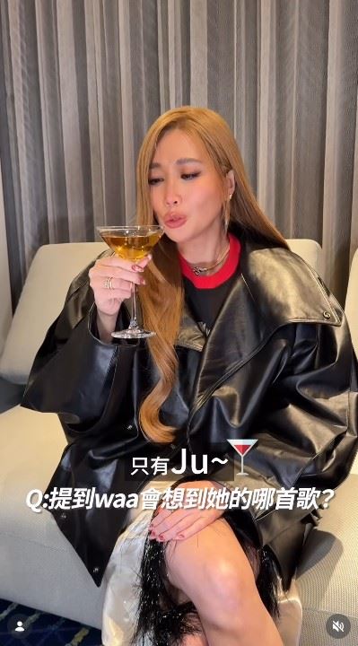 A-Lin（如圖）改編歌詞，幽默表示自己愛的只有酒。（圖／翻攝自IG @waawei）