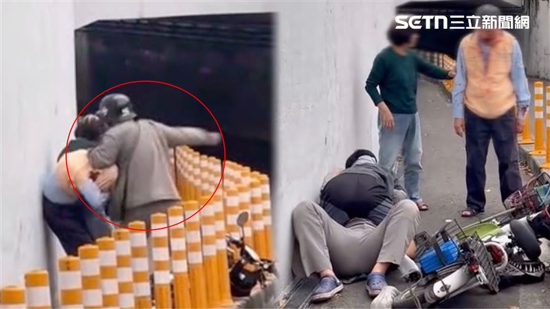 55歲馬男騎的電動自行車逆向衝撞走在人行道上的挽手夫妻，聽聞丈夫要報警，馬男理智線秒斷，不斷朝對方頭部狂捶，想置人於死。（圖／翻攝自Threads @worthless0309）