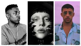 第68屆葛萊美獎即將登場，肯卓克拉瑪（左起）、女神卡卡、壞痞兔角逐最高榮譽。（合成圖／翻攝自肯卓克拉瑪、女神卡卡、壞痞兔臉書）