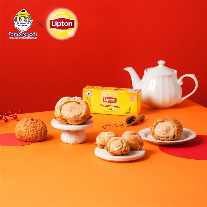 beard papa's X 立頓聯名奶茶泡芙。（圖／品牌業者提供）