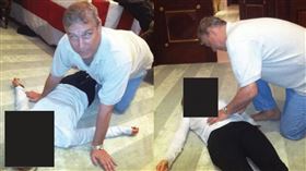 英王查爾斯胞弟安德魯不雅照被釋出，可看到安德魯用狗趴式壓在一名女子身上。（圖／翻攝自X平台 @mwilliamsthomas）