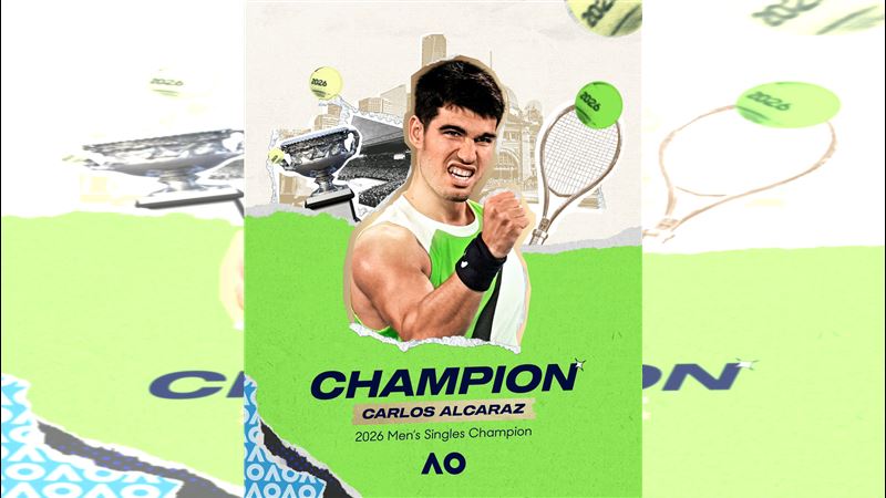 艾卡拉茲（Carlos Alcaraz）拿下澳網冠軍。（圖／翻攝自X平台 @AustralianOpen）